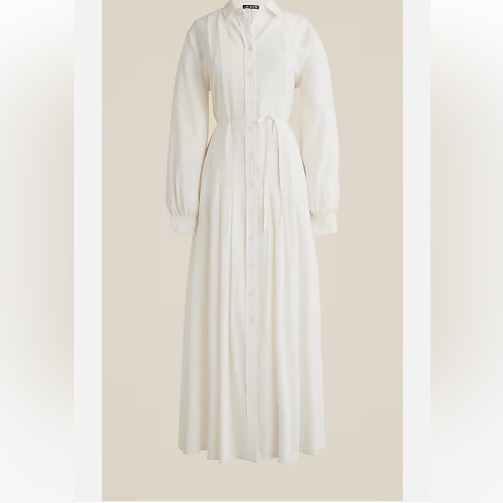 J.Crew Drapey pleated shirtdress Size 12 Ivory